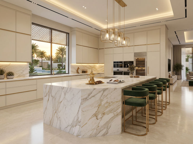 مطبخ مع جزيرة